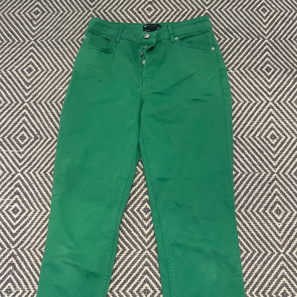 asos straight leg green jeans
